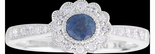 Goldsmiths Sapphire and 0.21 Carat Diamond Set Cluster Ring