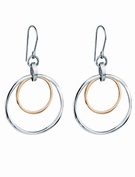 Silver and 9ct Rose Gold Drop Earrings