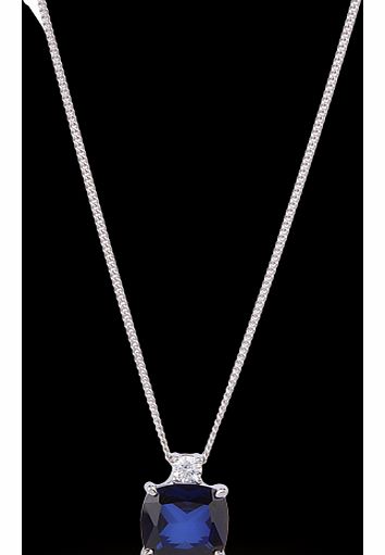 Goldsmiths Silver Blue Cubic Zirconia Cushion Pendant