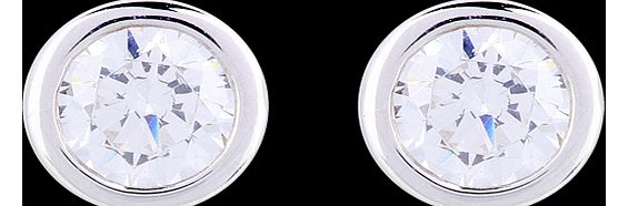 Silver Cubic Zirconia Bezel Stud Earrings