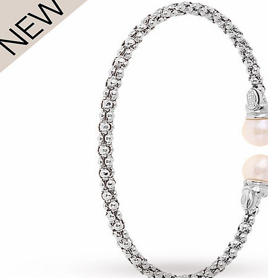 Goldsmiths Silver Cultured Fresh Water Pearl Beaded Bangle