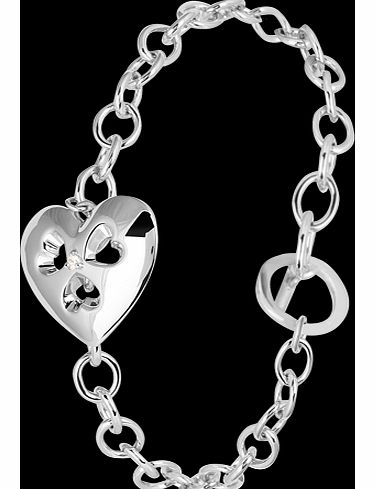 Goldsmiths Silver Heart T-Bar Bracelet