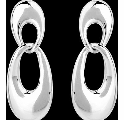 Silver Interlocking Oval Drop Earrings