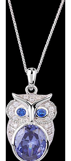 Goldsmiths Silver Owl Sapphire Blue Coloured Cubic Zirconia