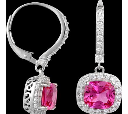 Silver Pink Cubic Zirconia Drop Earrings
