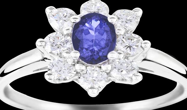 Goldsmiths Tanzanite and Diamond Cluster Ring in 18 Carat