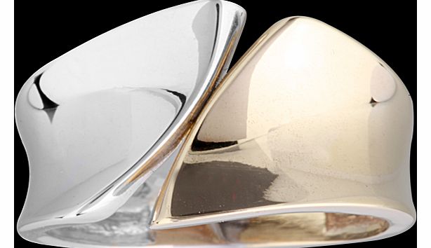 Goldsmiths Two Coloured Ring in 9 Carat Gold - Ring Size P