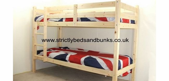 Short Bunkbed 2FT6 X 5 FT 3 small single Natural Pine Bunk Bed with TWO sprung mattresses