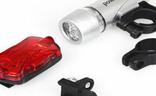 Ultra Bright Waterproof 5 LED Bike Bicycle Head Light Flashlight + 5 LED Rear light Taillight Set - Silver