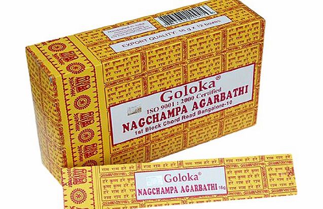 Goloka Nag Champa Incense, 15 Gms x 12 Packs