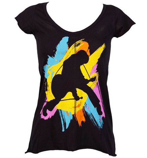 Goodie Two Sleeves Ladies Elvis Rock Star Neon Print T-Shirt from