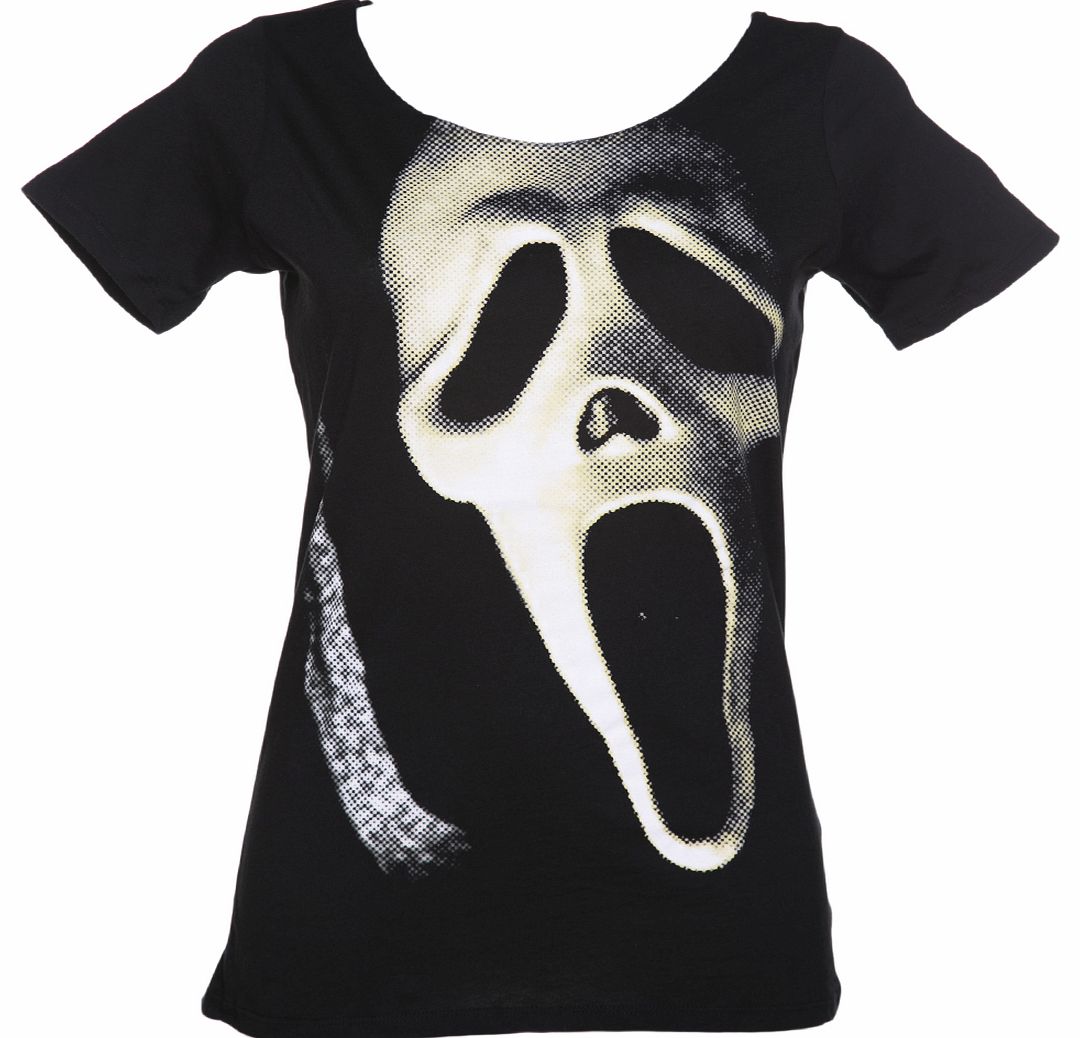 Goodie Two Sleeves Ladies Scream Mask Slash Back Relaxed T-Shirt