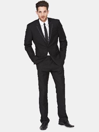 Goodsouls Slim Fit Suit Jacket With Contrast Lapel