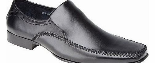 Mens New Black Leather Lined Formal Slip On Dress Shoes By Goor Uk Size 12