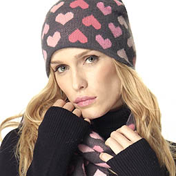 Knitted Heart Beanie Hat