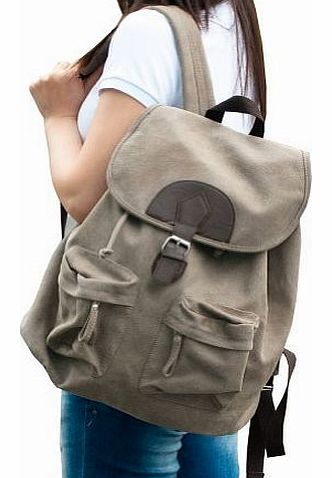 20228NKA Leisure Canvas Shoulder Backpack, Garment Washed Khaki