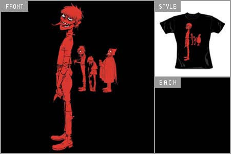Gorillaz (Murdoc Red) Black Fitted T-shirt