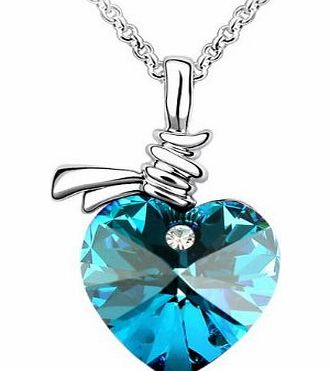 Blue Crystal Heart Pendant Necklace (Made With Swarovski Element) Valentines Day Mum Mothers Day Gift