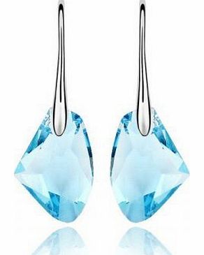 GoSparking Swarovski Elements Aquamarine Blue Crystal 6656 19mm Sterling Silver Earrings with Austrian Crystal For Women ER28001