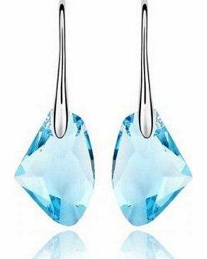 GoSparkling GoSparking Swarovski Elements Aquamarine Blue Crystal 6656 19mm Sterling Silver Earrings with Austrian Crystal For Women ER28001