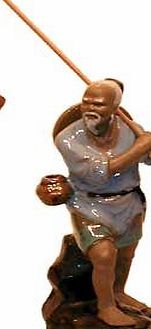 Got-Bonsai? - Giftware Fisherman with Rod - Glazed Chinese Ornament