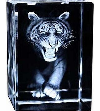 Got-Bonsai? - Giftware Prowling Tiger Engraved Crystal Ornament - Head On