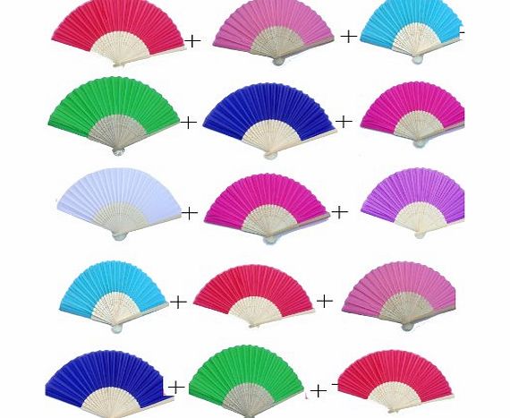 Gothi Creations 3 x Mixed Random Colours Silk Fabric Hand Fans, Part Gift, Wedding Favours, Stocking Filler, Quality Small Gifts