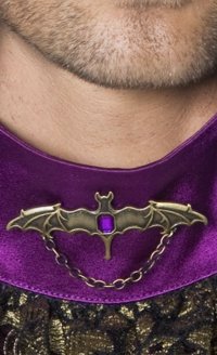 Bat Pin Brooch Bronze with Purple
