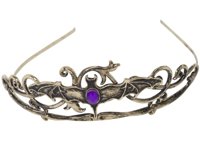 gothic Bat Tiara Bronze with Purple