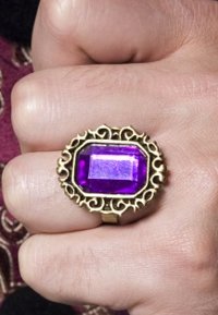 gothic Jewelled Ring Bronze with Purple Gem