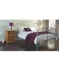 Gothic Metal Double Bed Frame - Silver