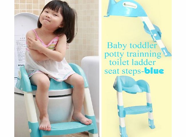 Gotobuy- DuDi Gotobuy- Baby Toddler Potty Training Toilet Ladder Seat Steps Assistant Potty For Toddler Child Toilet Trainer (Blue)
