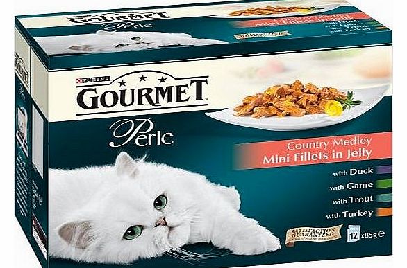 Gourmet Perle Country Medley in Jelly 12 x 85 g, Pack of 4, Total 48 Pouches