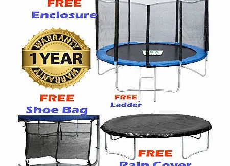 Brand New Trampoline With Safety Net Enclosure Ladder Rain Cover 8ft 10ft 12ft & 14ft (10ft)
