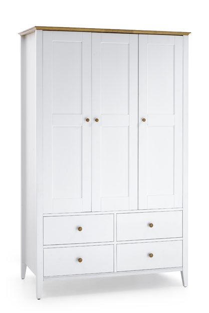 Grace 3 Door Wardrobe - Opal White with Golden