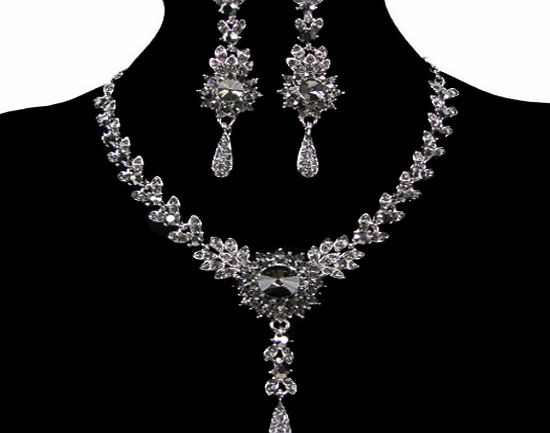 Grace Karin Wedding Jewelry Elegant Necklace with Earrings (black)