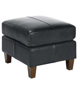 grace Leather Footstool - Black