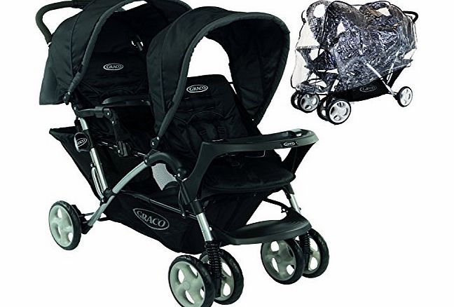 Graco Stadium Duo Tandem Pushchair Black (Ours Includes Raincover)