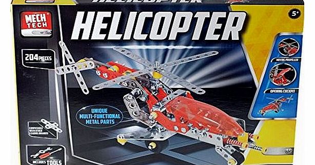 Metal Tech Helicopter 204 Piece Model Build It Set Toy