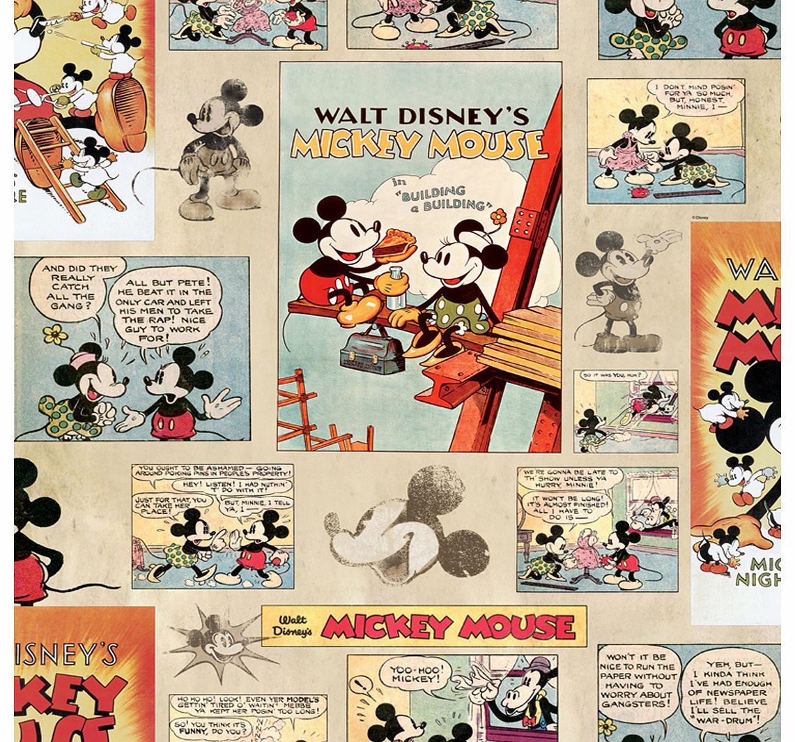 Mickey Mouse Vintage Wallpaper 52cm x 10m from