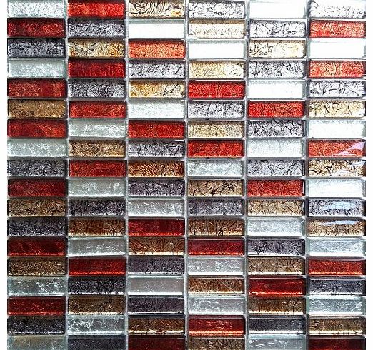 Grand Taps Glass Hong Kong Autumn Brick Bathroom Kitchen Feature Mosaic Tiles Sheet MT0006