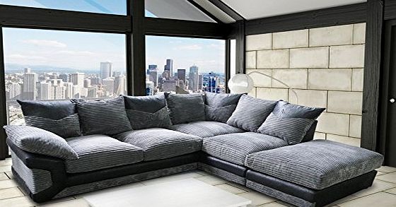 Grande Nuovo Dino Corner Sofa Set or 3 Seater and 2 Seater Settees Couches Color Variations Available This variation includes: (Black amp; Grey, 3 Seater amp; 2 Seater Set)