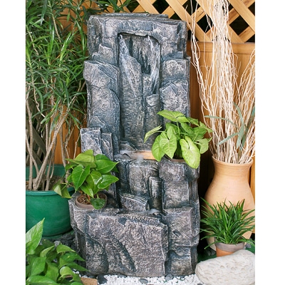 Granite Waterfall with Pot Inserts