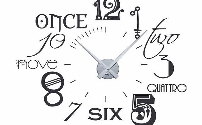 Graz Design 800054_silb_073 Wall Clock Sticker in Modern Design with International Numbers (Hands in Silver, Sticker in Dark Grey)
