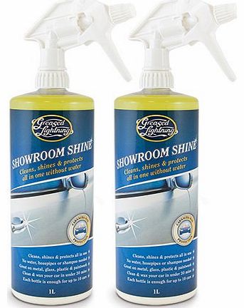 Greased Lightning SHOWROOM SHINE WATERLESS WASH & WAX CAR CLEANER TWIN PACK 2 x 1Litre