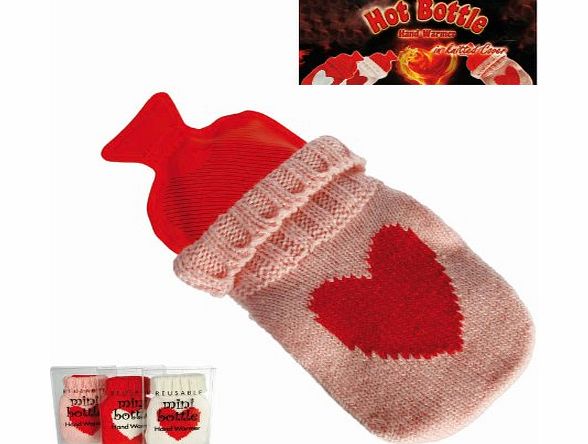 Mini Heart Hot Water Bottle in Red - Pocket Size, Hand Warmer - Women, Woman, Lady, Ladies, Her Quality, Novelty Secret Santa Presents, Gifts Ideas