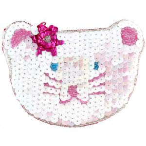 Pink Poppy Cat Sequinned Purse