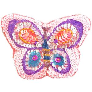 Pink Poppy Purple Butterfly Sequinned Purse