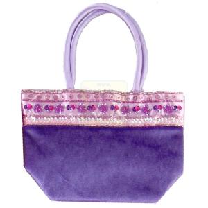 Pink Poppy Purple Velour Bag
