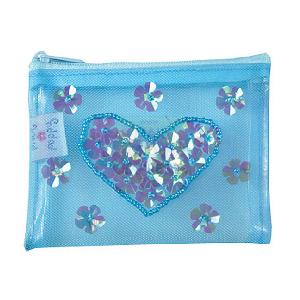 Pink Poppy Turquoise Flower and Heart Sequin Purse